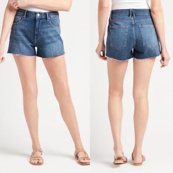 NEW Good American Cut Off Denim Shorts Size 29 Style # GCOS991C High Rise Short - Picture 2 of 13